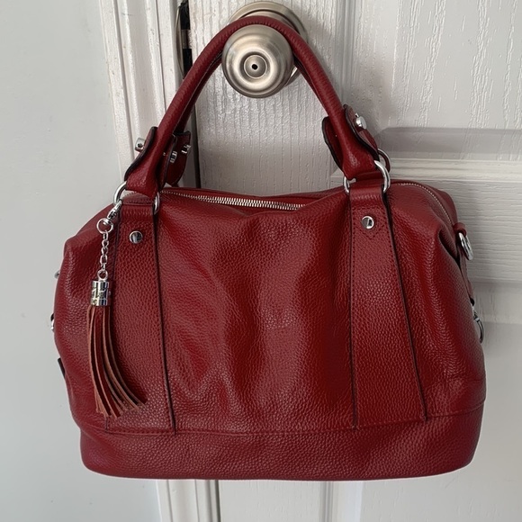 Heshe‎ red leather satchel bag - Picture 7 of 15